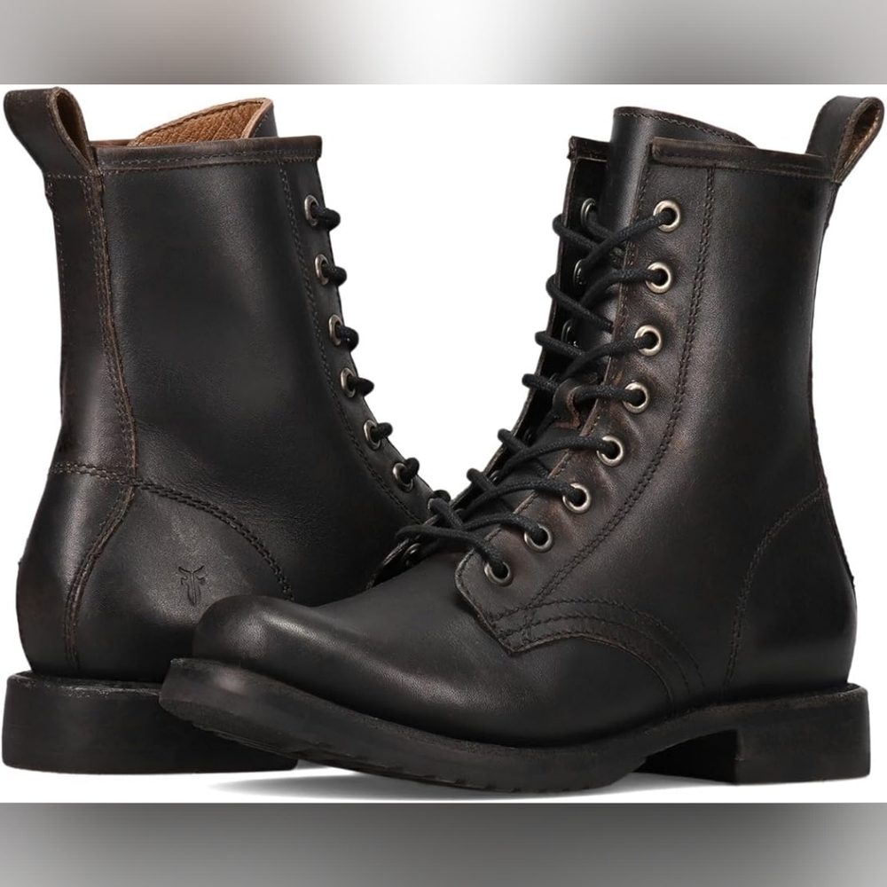 Frye Veronica Women's Combat Lace-Up Black Boots. Size 7.5. - Picture 3 of 7